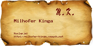 Milhofer Kinga névjegykártya